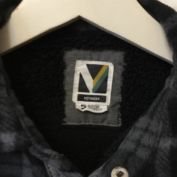 Voyager Dark Gray Plaid Sherpa Shirt - Picture 3 of 16